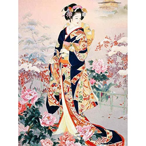 YSCOLOR Malen Nach Zahlen Für Erwachsene Diy Ölgemälde Acryl Kinder Erwachsene Anfänger Für Zuhause Wanddekoration Schöne Japanische Frau 40X50cm von YSCOLOR