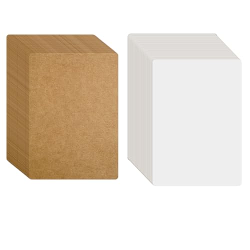 YSDMY 100 Stück A6 Kraftpapier 14.5 x 9.5 cm Kraftkarton zum Drucken 350g/m² Blanko Karten postkarten Karteikarten Papier Karten für DIY Kreative Bastelprojekte (Braun/weiß) von YSDMY