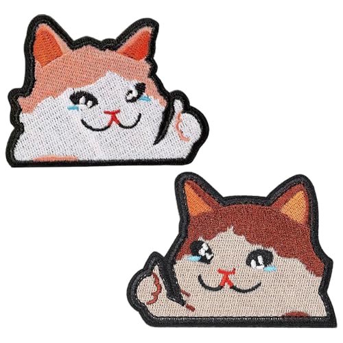 2 Stück Katze Stickerei Patches Kleidung Dekoration Patches Kleidung Reparatur Materialien Niedliche Cartoon Patches Nähzubehör von YSDYY