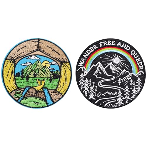 2 Stück Outdoor Landschaft Themed Patches Stickerei Patches Bügelbilder Kleidung Dekorationen Patches für Kleidung Reparatur von YSDYY