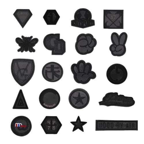 20 Stück schwarze Lederflicken, modische einfache Patches, bestickte Stoffflicken, Kleidung, dekorative Patches, Nähzubehör von YSDYY