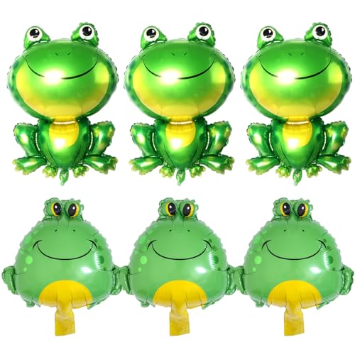 6 Stück Frosch-Luftballons, Cartoon-Ballons, Spielzeug-Ballons, Kinderballons, niedliche Aluminiumfolienballons, Party-aufblasbares Spielzeug von YSDYY