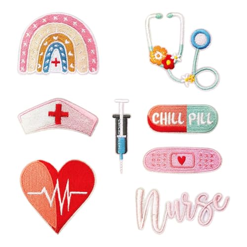 8 Stück Krankenschwester-Themen-Patches, kreatives Design Patches, niedliche Stickerei-Aufnäher, Kleidungsdekoration, Nähmaterialien von YSDYY