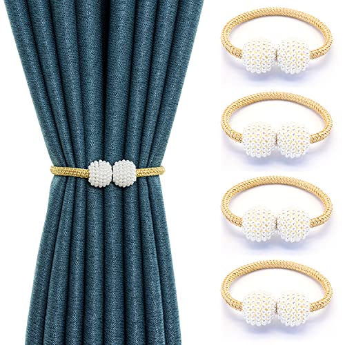 4pcs Magnetic Curtain Ties, Pearl Ball Curtain Magnetic Ties, European Curtain Cord Buckles for Home, Office, Hotel Window Decorations von YSDYY