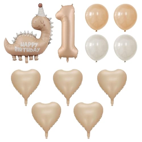 6-Teiliges Set Karamell-Dinosaurier-Luftballons, 5-Teiliges 18-Zoll-Liebes-Karamell-Farbballon, Dinosaurier 1. Geburtstag, Dinosaurier-Luftballons 1. Geburtstag von YSJCHEBS