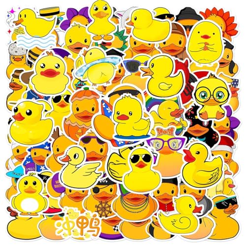 YSJCHEBS 100 Stück Kleine Gelbe Enten-Aufkleber, Spielzeug-Enten-Aufkleber, Niedliche Tier-Aufkleber, Wasserfeste Graffiti-Aufkleber, Lustige Dekorative Aufkleber, Scrapbook-Aufkleber von YSJCHEBS