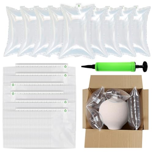 YSOOUA 200 Stück Luftpolsterkissen Luftkissen mit Luftpumpe Füllmaterial Paket 10 x 15cm Lufttaschen Polstermaterial Luftpolster für Transportverpackungen, Stoßfest für Keine Öffnungsfülung von YSOOUA