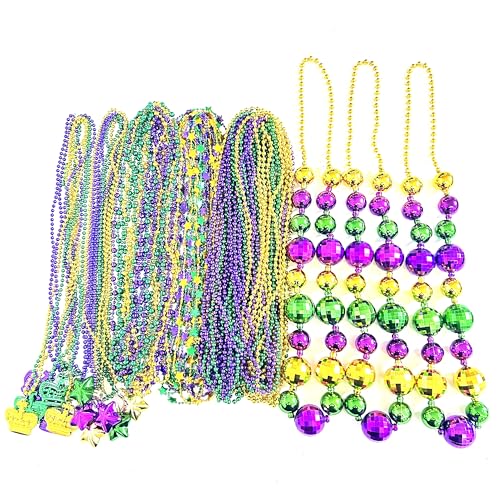 YSPPF 75 Stück Mardi Gras Parade Party Perlen Halsketten Bulk Gold Lila Grün Jumbo Ball Mardi Gras Throw Bead Halskette Party Favors Supplies Dekorationen von YSPPF