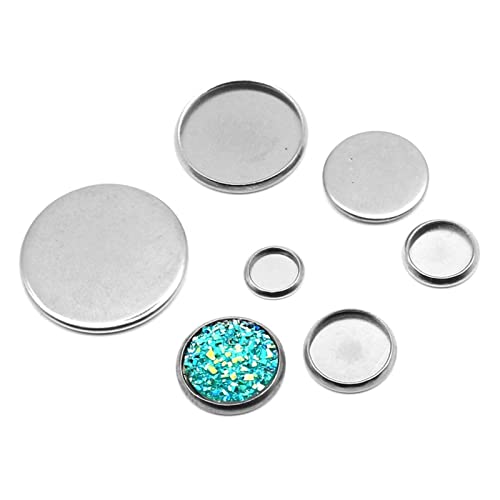 YSQSPWS Cabochon-Basis 20 Prozent Edelstahl Runde Einstellungen Cabochon Basis Lünette Tabletts leer DIY Passform 8/10/12/14/16/18/20/25mm Schmuckbefunde für DIY Basteln (Size : Innre 25mm) von YSQSPWS