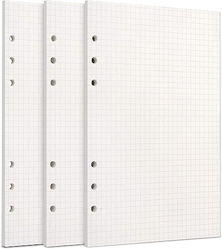 YSTrillion Kariertes Papier 3 Packung Nachfüllpapier A5,135 Blätter 6 Löcher Ersatzblätter Refill Paper für Notizbuch,Tagbuch,Skizze,Malerei von YSTrillion