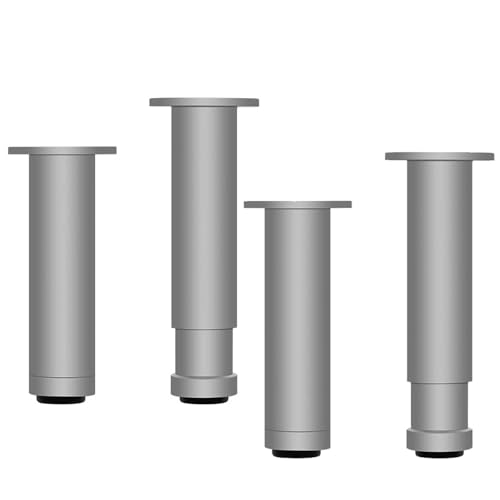 YSUEFIJO 4 Stück Möbelfüße Verstellbar, Metall Möbelbeine, Höhenverstellbare Tischbeine, Metall Tischbeine, Schrankersatzbeine, Schraubbar Gummifüße, für Schreibtisch Esstisch, Couchtisch von YSUEFIJO