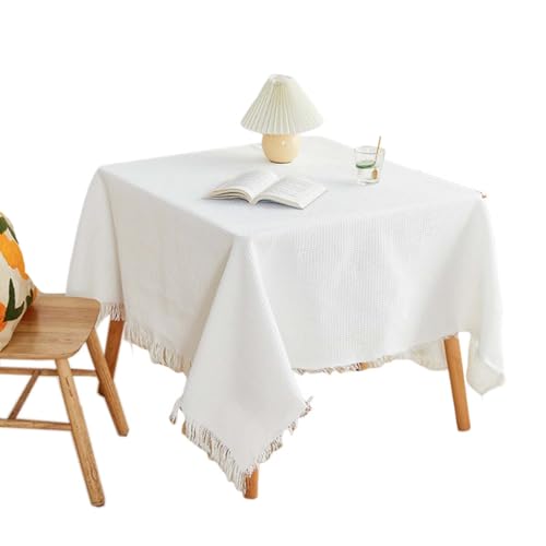 YSUEFIJO Leinenoptik Tischdecke Abwaschbar Rechteckig, Fleckenabweisende Tischdecke, Boho Tischdecke Quadratisch, Pflegeleicht Tischschutz Tischwäsche, Outdoor Tischtuch für Esszimmer, Garten von YSUEFIJO