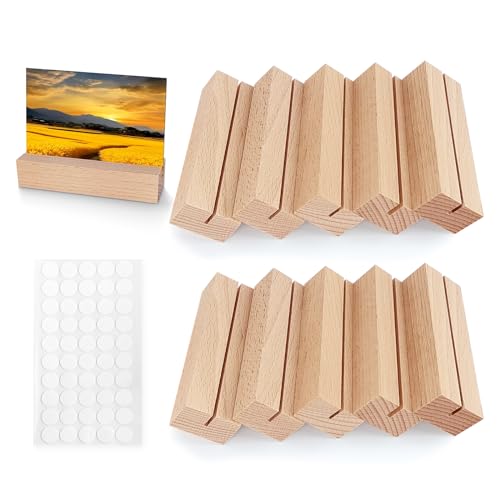 YSWOVUO 10 Stück Kartenhalter Holz, 10 x 3 x 2cm Tischkartenhalter mit Doppelseitigen Klebstoff, Fotohalter Menükartenhalter Kartenständer Postkartenhalter für Hochzeiten Restaurants Bankette Partys von YSWOVUO