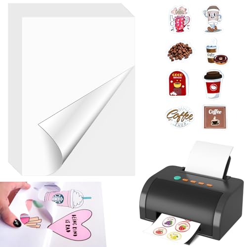 YSWOVUO 50 Blatt Klebepapier A4 Bedruckbar, Vinylfolie Sticker Papier Selbstklebende, Aufkleberfolie Druckerpapier Wasserfest, Kompatibel mit Tintenstrahldrucker und Laserdrucker von YSWOVUO