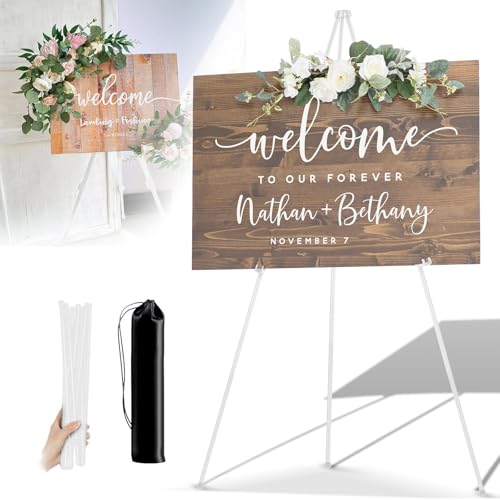 YSWOVUO Staffelei Hochzeit, 160cm Portable Künstler Staffelei Stand, Verstellbares Stativ Tisch Kunst Leinwand Malerei Display für Hochzeit Poster Innen Außen, Weiß von YSWOVUO