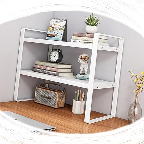 2-stöckiges Bücherregal für den Schreibtisch, Bücherregal für den Schreibtisch im Wohnheim, 30,5–61 cm, Mehrzweck-Buch-Organizer, Computer-Schreibtisch, Bürobedarf, Schreibtisch-Organizer (Farbe: 2- von YSXXIAN