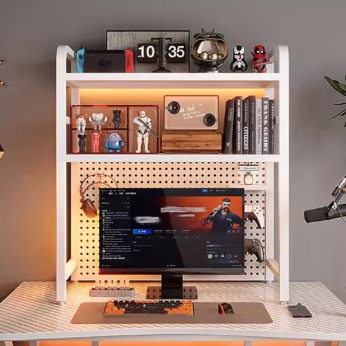 2-stöckiges Schreibtisch-Bücherregal für Computer, Schreibtisch-Organizer mit Stecktafel, Mehrzweck-Schreibtischregal aus Metall, Schreibtisch-Bücherregal für Computertisch – für Büro, Zuhause, Wohn von YSXXIAN