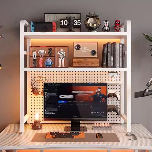 2-stöckiges Schreibtisch-Bücherregal für Computer, Schreibtisch-Organizer mit Stecktafel, Mehrzweck-Schreibtischregal aus Metall, Schreibtisch-Bücherregal für Computertisch – für Büro, Zuhause, Wohn von YSXXIAN