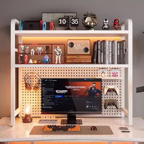 2-stöckiges Schreibtisch-Bücherregal für Computer, Schreibtisch-Organizer mit Stecktafel, Mehrzweck-Schreibtischregal aus Metall, Schreibtisch-Bücherregal für Computertisch – für Büro, Zuhause, Wohn von YSXXIAN