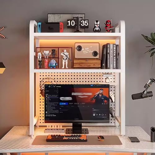 2-stöckiges Schreibtisch-Bücherregal für Computer, Schreibtisch-Organizer mit Stecktafel, Mehrzweck-Schreibtischregal aus Metall, Schreibtisch-Bücherregal für Computertisch – für Büro, Zuhause, Wohn von YSXXIAN