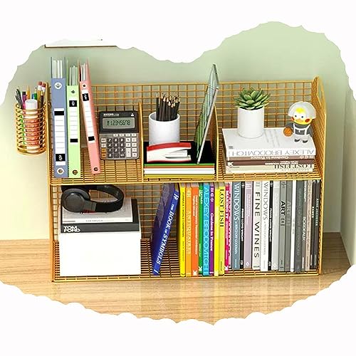 20-Zoll-Desktop-Organizer, kleines Bücherregal aus Metall, Schreibtisch für Wohnheime, Aufbewahrungsregal für Bürobedarf, Computertisch, Bücherregal, Mehrzweck-Präsentationsregal in Schwarz (Farbe: von YSXXIAN