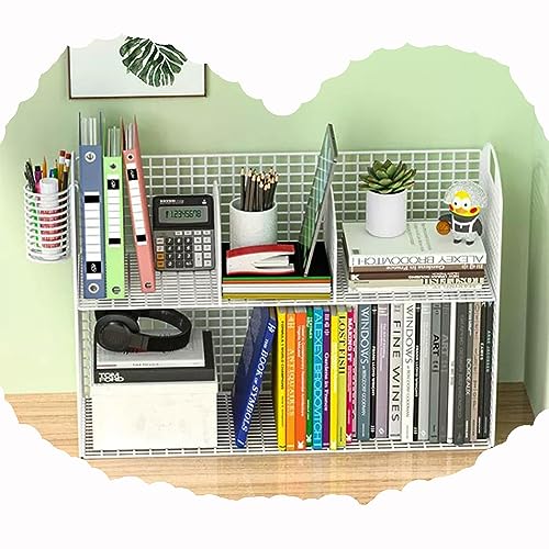 20-Zoll-Desktop-Organizer, kleines Bücherregal aus Metall, Schreibtisch für Wohnheime, Bürobedarf, Aufbewahrungsregal, Computertisch, Bücherregal, mehrzweckiges schwarzes Präsentationsregal (Farbe: von YSXXIAN