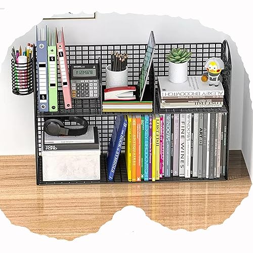 20-Zoll-Desktop-Organizer, kleines Bücherregal aus Metall, Schreibtisch für Wohnheime, Bürobedarf, Lagerregal, Computertisch, Bücherregal, schwarzes Mehrzweck-Präsentationsregal (Farbe: Schwarz, Grö von YSXXIAN