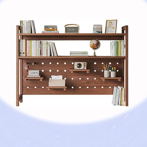 45"Holz-Arbeitsplatten-Lagerregal, Büro-Computer-Desktop-Bücherregal, Wohnheim-Schreibtisch, Retro-Desktop-Bücherregal-Organizer für Bücher, Pflanzen, Spielzeug (Farbe: Walnuss, Größe: 115*20*98cm(4 von YSXXIAN