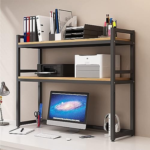 Bücherregal, Computer-Schreibtischregal, 2-stöckig, verstellbares Schreibtisch-Bücherregal, Desktop-Bücherregal für Computer-Schreibtischleiter, Arbeitsplatte, Home-Office-Aufbewahrungs- und Präsent von YSXXIAN