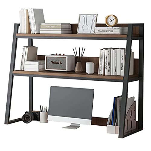 Bücherregal Desktop-Bücherregal-Aufbewahrungs-Organizer, Büro-Schreibtisch-Bücherregal, Leiter-Bücherregal für Computer-Desktop-Metall-Holz, 1/2-stufiges Mehrzweck-Arbeitsplatten-Bücherregal, für Bü von YSXXIAN