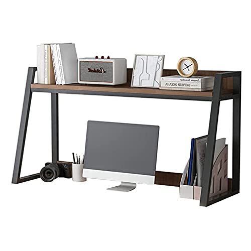 Bücherregal Desktop-Bücherregal-Aufbewahrungs-Organizer, Büro-Schreibtisch-Bücherregal, Leiter-Bücherregal für Computer-Desktop-Metall-Holz, 1/2-stufiges Mehrzweck-Arbeitsplatten-Bücherregal, für Bü von YSXXIAN