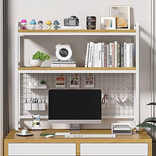 Bücherregal Desktop-Bücherregal - Bücherregal für Computer-Desktop, 2-stufiges Desktop-Bücherregal aus Schmiedeeisenmetall für Computer-Schreibtische, Desktop-Organizer für Wohnheim und Arbeit, vers von YSXXIAN