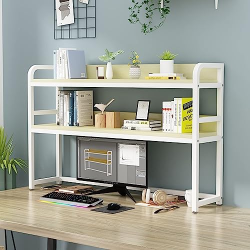 Bücherregal Desktop-Bücherregal-Organisationsregal - Desktop-Bücherregal, 2-stufiges Mehrzweck-Arbeitsplatten-Bücherregal, Arbeitsplatten-Bücherregal aus Massivholz und Metall, Desktop-Bücherregal f von YSXXIAN