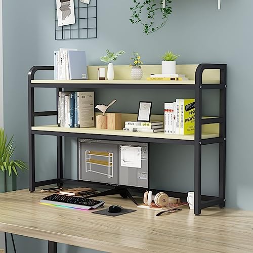 Bücherregal Desktop-Bücherregal-Organisationsregal - Desktop-Bücherregal, 2-stufiges Mehrzweck-Arbeitsplatten-Bücherregal, Arbeitsplatten-Bücherregal aus Massivholz und Metall, Desktop-Bücherregal f von YSXXIAN