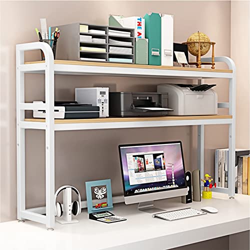 Bücherregal Desktop-Bücherregal-Organizer - Schreibtischregalständer, 2-stufiges verstellbares Schreibtisch-Bücherregal, Desktop-Bücherregal für Computertisch, Holz- und Metall-Organizer und Zubehör von YSXXIAN