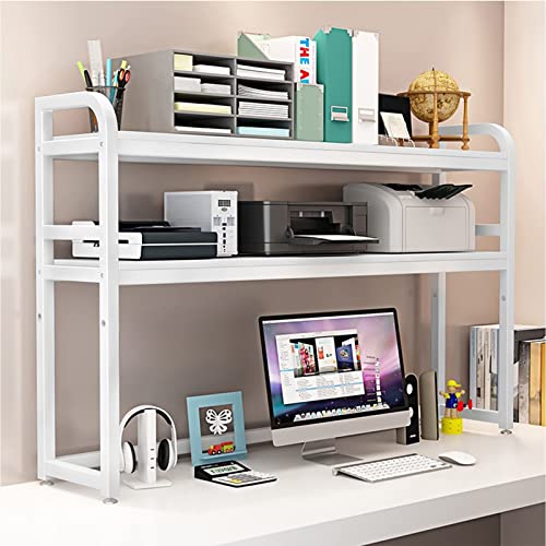 Bücherregal Desktop-Bücherregal-Organizer - Schreibtischregalständer, 2-stufiges verstellbares Schreibtisch-Bücherregal, Desktop-Bücherregal für Computertisch, Holz- und Metall-Organizer und Zubehör von YSXXIAN