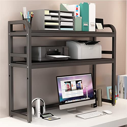 Bücherregal Desktop-Bücherregal-Organizer - Schreibtischregalständer, 2-stufiges verstellbares Schreibtisch-Bücherregal, Desktop-Bücherregal für Computertisch, Holz- und Metall-Organizer und Zubehör von YSXXIAN