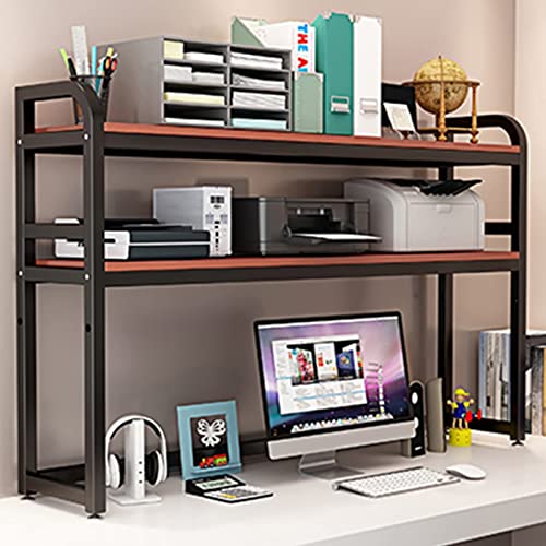 Bücherregal Desktop-Bücherregal-Organizer - Schreibtischregalständer, 2-stufiges verstellbares Schreibtisch-Bücherregal, Desktop-Bücherregal für Computertisch, Holz- und Metall-Organizer und Zubehör von YSXXIAN