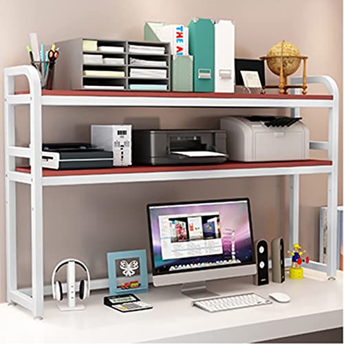 Bücherregal Desktop-Bücherregal-Organizer - Schreibtischregalständer, 2-stufiges verstellbares Schreibtisch-Bücherregal, Desktop-Bücherregal für Computertisch, Holz- und Metall-Organizer und Zubehör von YSXXIAN