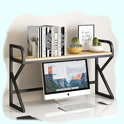 Schreibtisch-Bücherregal, Desktop-Bücherregal für Computertisch, 80 cm, 100 cm, 120 cm, Lagerregal für Bürobedarf, freistehender Buch-Organizer (Farbe: Schwarz, Größe: 1 Ebene – 120 x 25 x 65 cm) von YSXXIAN