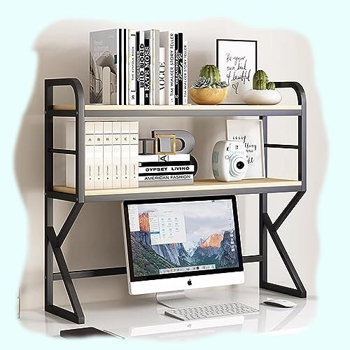 Schreibtisch-Bücherregal, Schreibtisch-Bücherregal für Computertisch, 80 cm, 100 cm, 120 cm, Aufbewahrungsregal für Bürobedarf, freistehender Buch-Organizer (Farbe: Schwarz, Größe: 2 Ebenen, 80 x 25 von YSXXIAN