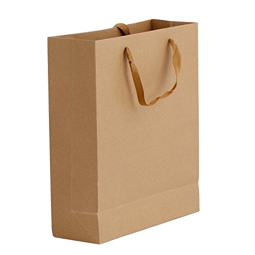 10 Stück Verdickte Papiertüten mit Henkel Geschenktüten Papiertragetaschen Geschenktaschen Kraftpapier Tüten Geschenktüten für Lebensmittel Backen Merchandise Boutique Einzelhandel Braun 28*10*33cm von YSXY