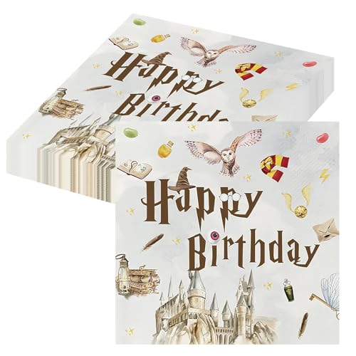 20 Stück Servietten Geburtstag Kinder, Servietten Geburtstag Deko, 33x33cm Happy Birthday Servietten Magische Zauberer, Servietten Kindergeburtstag Wizard Party Geburtstagsservietten von YSsgjK