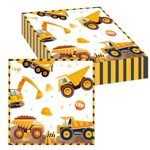 20 Stück Bagger Servietten, 33x33cm Bagger Servietten Deko Kindergeburtstag, Servietten kindergeburtstag Baustelle, Servietten Traktor Bagger Kindergeburtstag Deko von YSsgjK