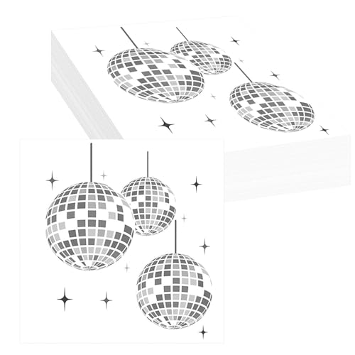 24 Stück Disco Deko Servietten Geburtstag, 33x33cm Disco Deko Servietten, 70er 80er 90er Disco Party Deko Servietten, Discokugel Tischdeko Papierservietten, Deko Discokugel Servietten von YSsgjK