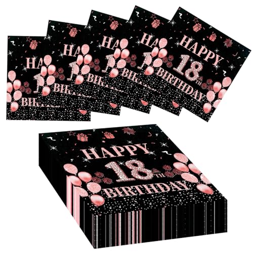 60 Stück Servietten 18. Geburtstag Happy Birthday Servietten, Geburtstagsservietten Papierservietten Geburtstag, Servietten Geburtstag für Party Deko Tischdeko Geburtstag, 33 x 33cm von YSsgjK