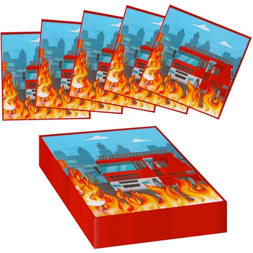 60 Stück Servietten Feuerwehr, 33x33cm Servietten Geburtstag Kinder Feuerwehr Servietten Kindergeburtstag, Servietten Geburtstag Junge Party Servietten Geburtstag von YSsgjK