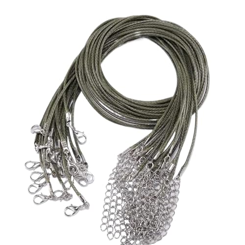 Schwarzes Wachsseil Lederband-Halskette mit Verschluss, Durchmesser 1,5/2 mm, verstellbar, geflochtenes Seil zur Schmuckherstellung, DIY-Halsketten- und Armbandzubehör, 50 Stück(Deep green,1.5mm-50Pcs von YTAFONPO