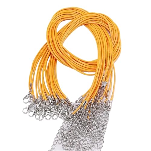 Schwarzes Wachsseil Lederband-Halskette mit Verschluss, Durchmesser 1,5/2 mm, verstellbar, geflochtenes Seil zur Schmuckherstellung, DIY-Halsketten- und Armbandzubehör, 50 Stück(Orange,1.5mm-50Pcs) von YTAFONPO