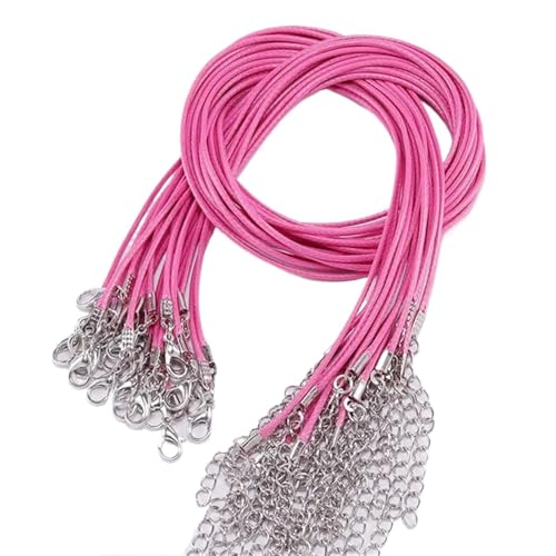 Schwarzes Wachsseil Lederband-Halskette mit Verschluss, Durchmesser 1,5/2 mm, verstellbar, geflochtenes Seil zur Schmuckherstellung, DIY-Halsketten- und Armbandzubehör, 50 Stück(Rose red,1.5mm-50Pcs) von YTAFONPO